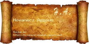 Hovanecz Aggeus névjegykártya